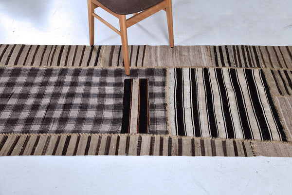 Antique Persian Ghashghaei Kilim Runner - flat-weave kilim - styled in room setting [#6]