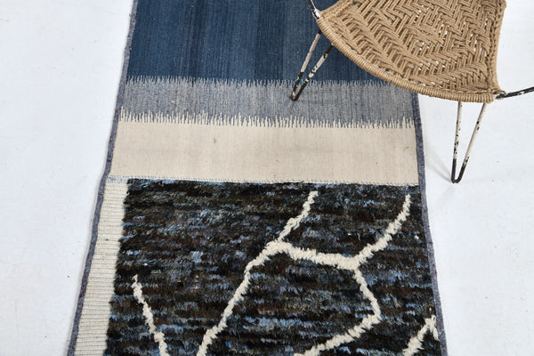 Persian Ghashghaei Kilim Runner - flat-weave kilim - close-up of weave texture and pile