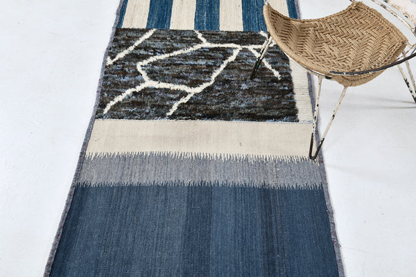 Persian Ghashghaei Kilim Runner - flat-weave kilim - overhead flat lay view