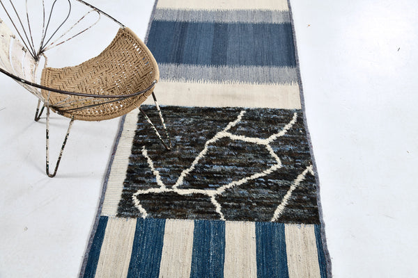 Persian Ghashghaei Kilim Runner - flat-weave kilim - styled in room setting