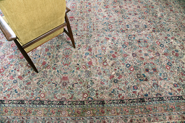 Antique Persian Kerman - close-up of weave texture and pile [#2]