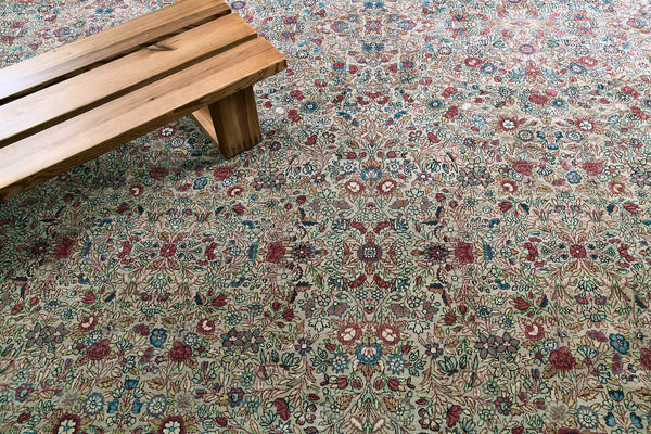 Antique Persian Kerman - corner detail highlighting craftsmanship [#2]