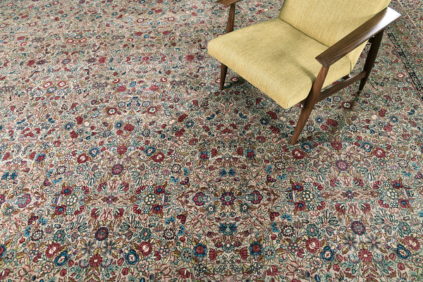 Antique Persian Kerman - detailed border and fringe [#2]