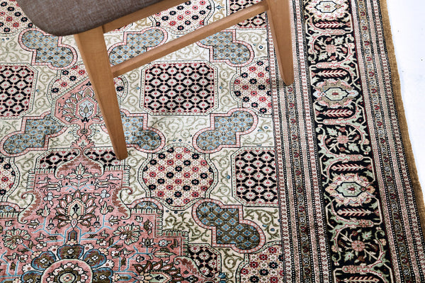 Persian Silk Qum - pure silk - detailed border and fringe [#2]