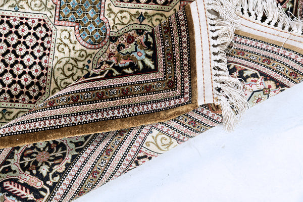 Persian Silk Qum - pure silk - reverse side showing construction [#2]