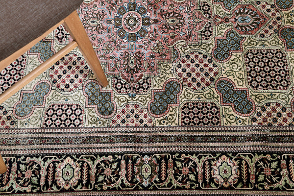 Persian Silk Qum - pure silk - styled in room setting [#2]