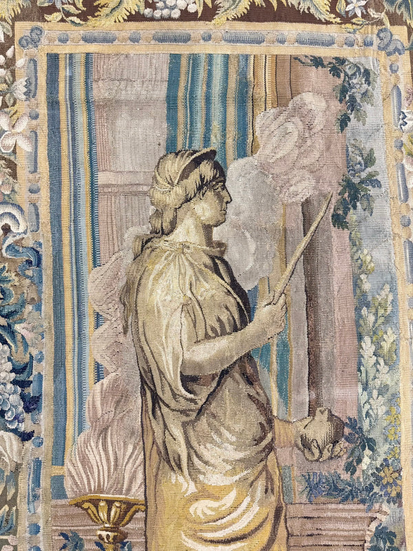 17th Century Brussels Tapestry - 17th-century, hand-woven tapestry, Brussels hand-woven - overhead flat lay view [#2]