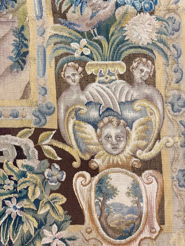 17th Century Brussels Tapestry - 17th-century, hand-woven tapestry, Brussels hand-woven - detailed border and fringe [#2]