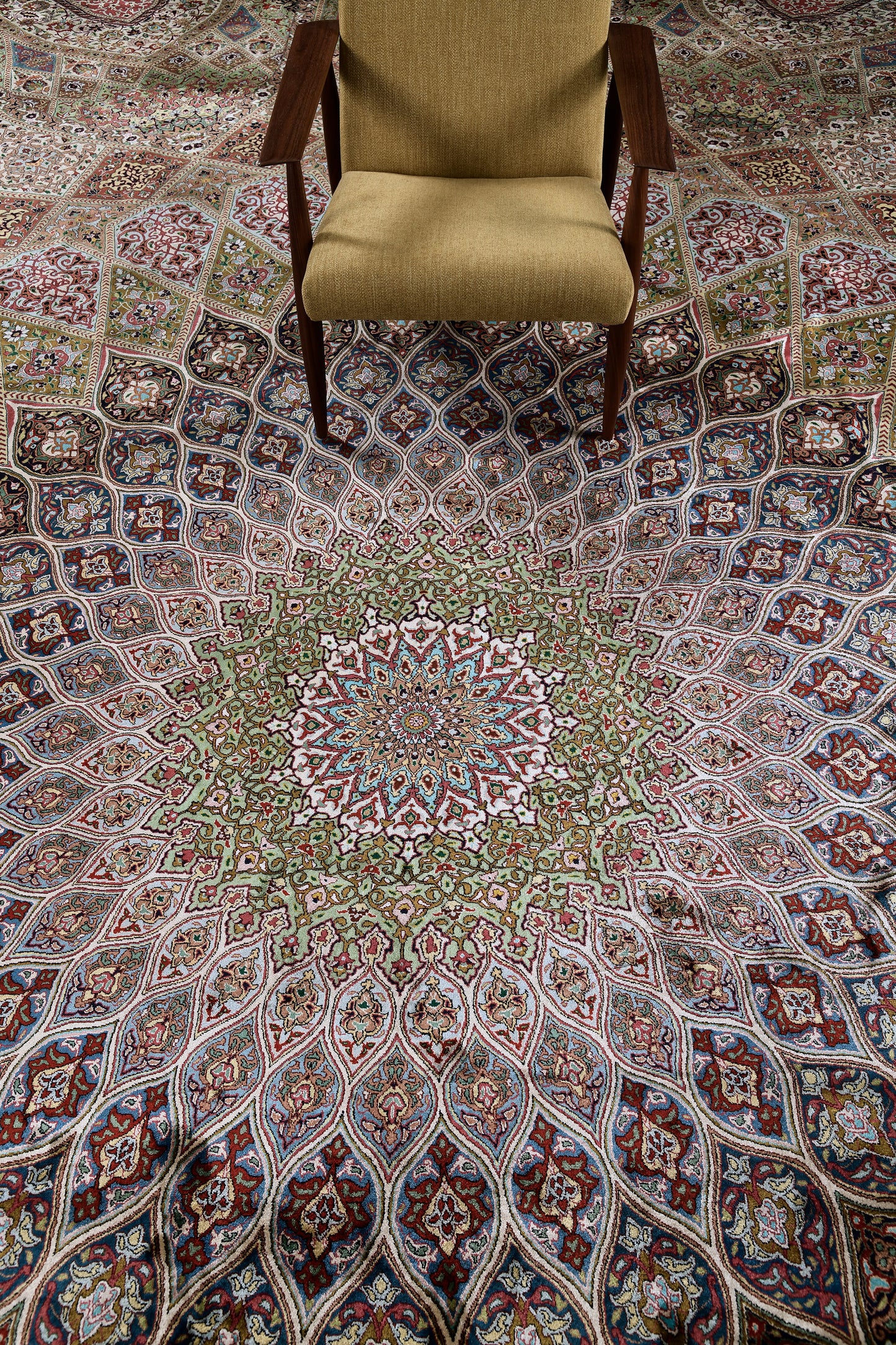 Fine Persian Semi Antique Pure Silk Tabriz