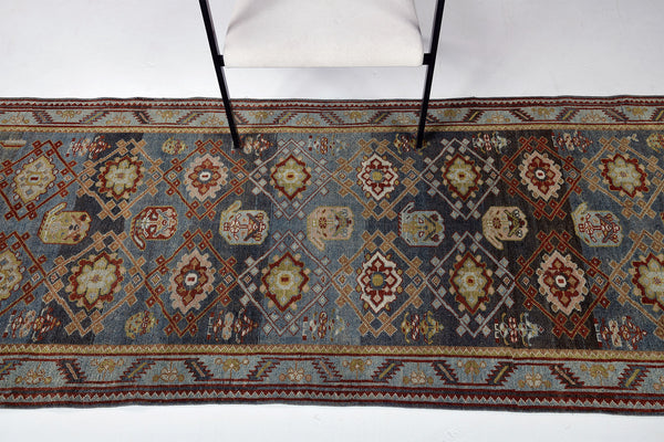 Antique Persian Malayer Runner - narrow runner - detailed border and fringe [#2]