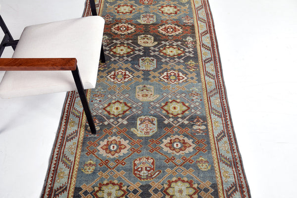Antique Persian Malayer Runner - narrow runner - close-up of weave texture and pile [#2]