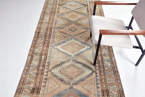 Antique Persian Malayer Runner - narrow runner - close-up of weave texture and pile [#3]