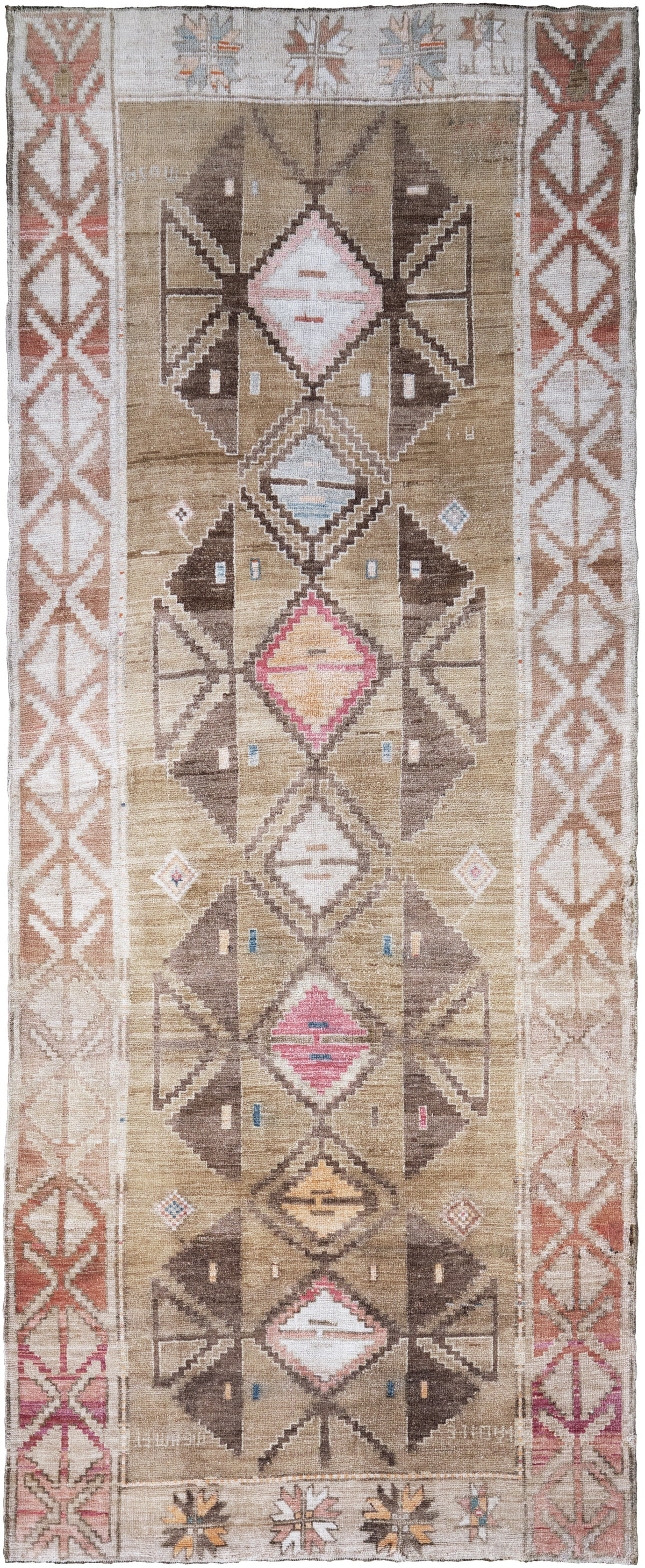 Vintage Turkish Kars Gallery Size Runner - narrow runner, hand-knotted in Turkey - one-of-a-kind handmade area rug [#1]