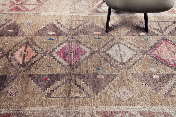 Vintage Turkish Kars Gallery Size Runner - narrow runner, hand-knotted in Turkey - overhead flat lay view [#1]