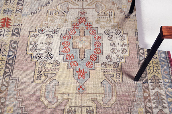 Vintage Turkish Anatolian Runner - hand-knotted in Turkey - overhead flat lay view [#34]