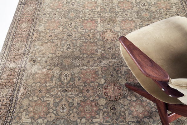 Antique Turkish Hereke - hand-knotted in Turkey - styled in room setting [#1]