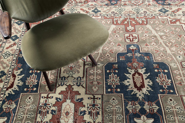 Antique Turkish Hereke - hand-knotted in Turkey - overhead flat lay view [#2]