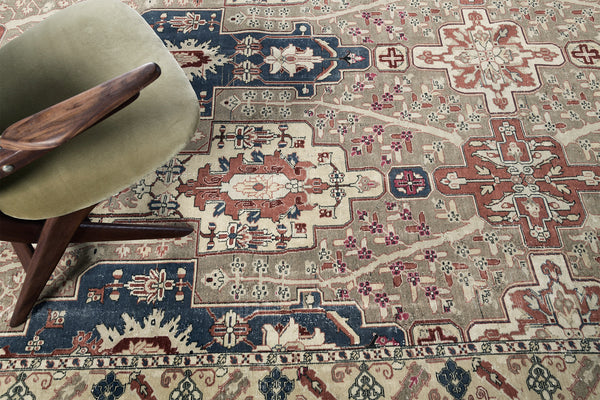 Antique Turkish Hereke - hand-knotted in Turkey - styled in room setting [#2]