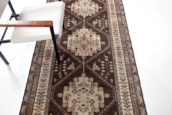 Antique Persian Malayer Runner - narrow runner - overhead flat lay view [#5]