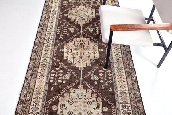 Antique Persian Malayer Runner - narrow runner - detailed border and fringe [#5]