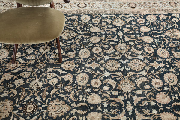 Antique Persian Mashad Rug - overhead flat lay view