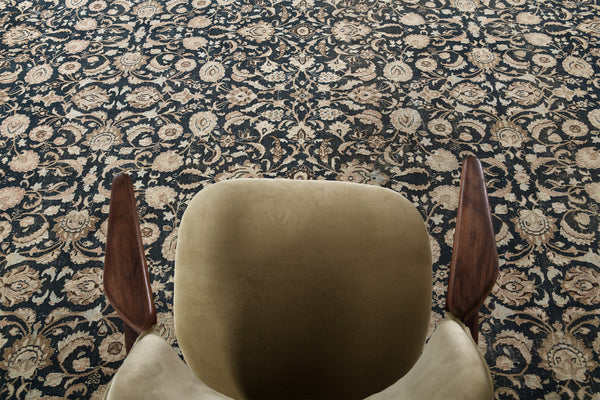Antique Persian Mashad Rug - styled in room setting