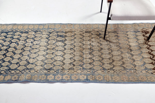 Antique Persian Malayer Runner - narrow runner - styled in room setting [#6]