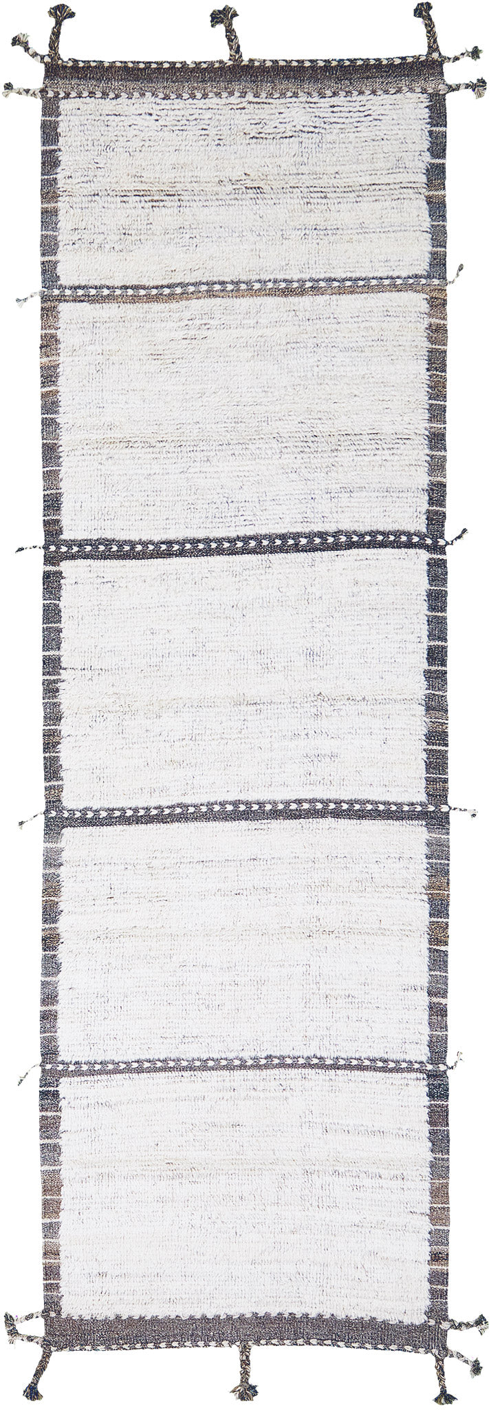 Westerlies Runner, Haute Bohemian, Ivory Charcoal - narrow runner - one-of-a-kind handmade area rug [#1]