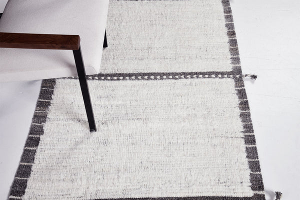 Westerlies Runner, Haute Bohemian, Ivory Charcoal - narrow runner - styled in room setting [#2]