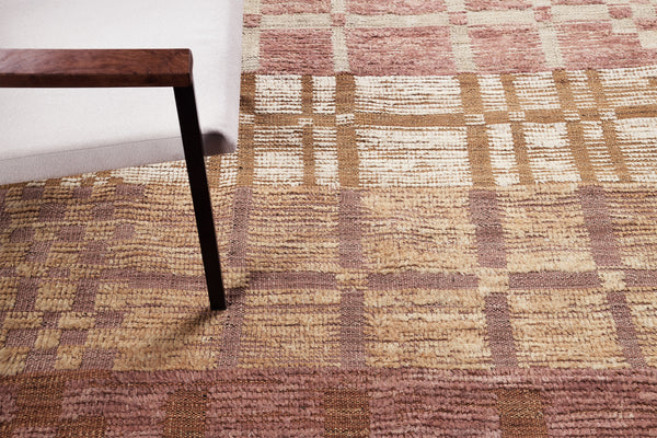 Shatranja, Kust Collection, Multi Rose - close-up of weave texture and pile [#2]