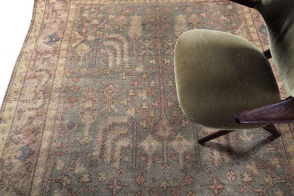 Antique Turkish Oushak - hand-knotted in Turkey - full length showing color variation [#12]