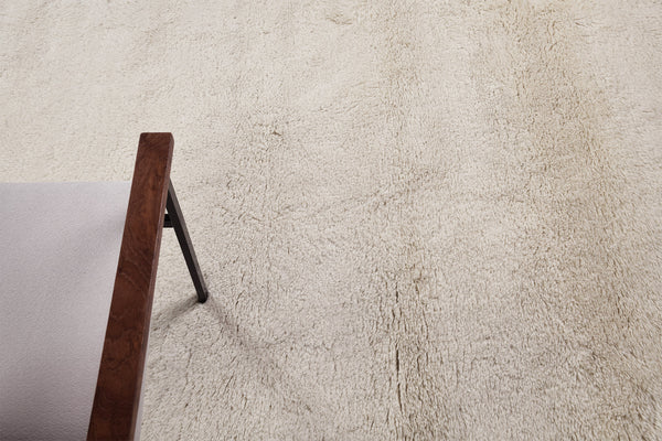 Moroccan Sand, Loam Collection, Ivory - handwoven in Morocco - overhead flat lay view