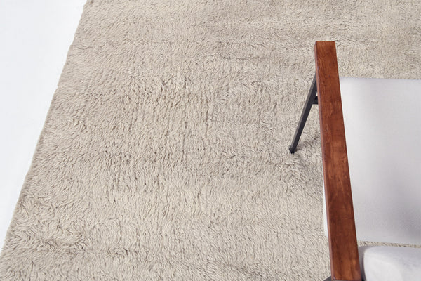 Moroccan Sand, Loam Collection, Taupe - handwoven in Morocco - close-up of weave texture and pile