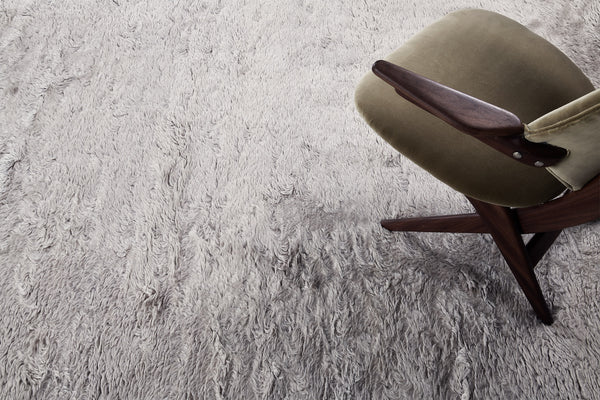 Moroccan Sand, Loam Collection, Silver - handwoven in Morocco - close-up of weave texture and pile