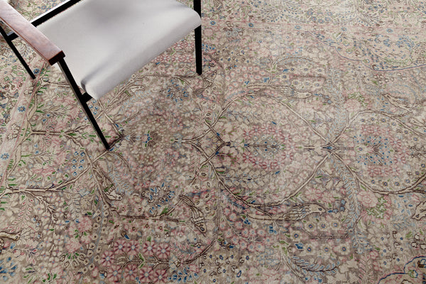 Vintage Persian Kerman - detailed border and fringe [#2]