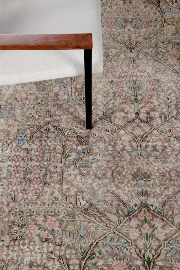 Vintage Persian Kerman - overhead flat lay view [#2]