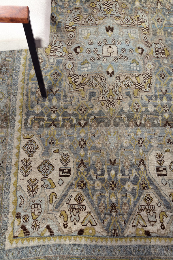 Antique Persian Bidjar - overhead flat lay view [#4]