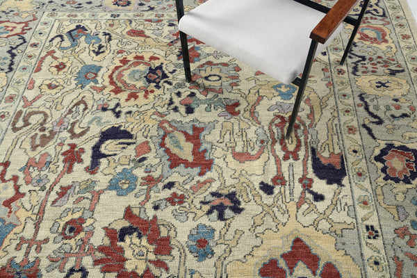 Oushak, Sultanabad Collection - close-up of weave texture and pile [#7]