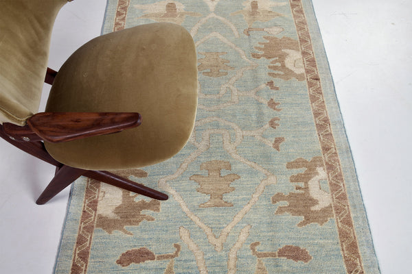 Oushak Runner, Sultanabad Collection - overhead flat lay view [#5]