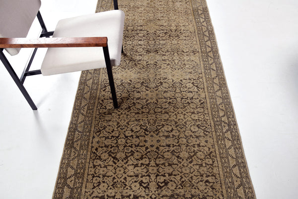 Antique Persian Malayer Runner - narrow runner - overhead flat lay view [#7]