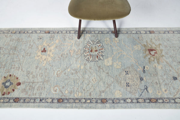 Oushak Runner, Sultanabad Collection - full length showing color variation [#7]