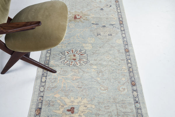 Oushak Runner, Sultanabad Collection - overhead flat lay view [#7]