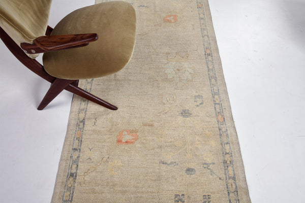 Oushak Runner, Sultanabad Collection - overhead flat lay view [#9]