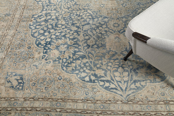 Antique Persian Tabriz - close-up of weave texture and pile [#9]