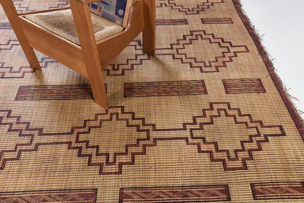 Vintage African Tuareg Mat - African handwoven - reverse side showing construction [#65]