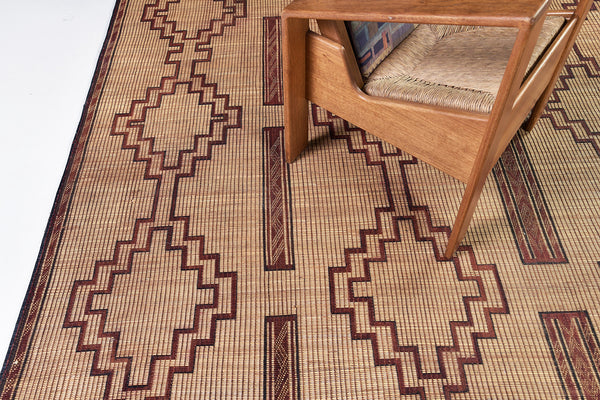 Vintage African Tuareg Mat - African handwoven - full length showing color variation [#65]