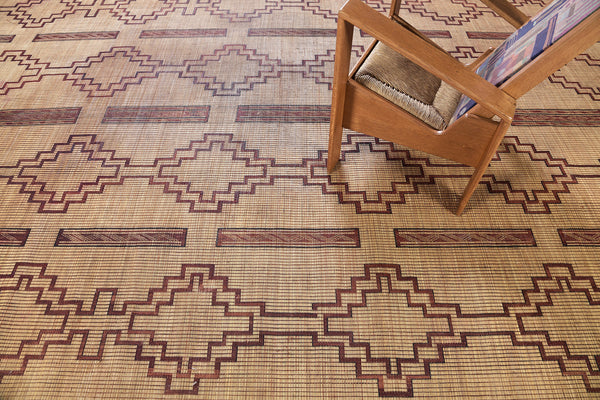 Vintage African Tuareg Mat - African handwoven - overhead flat lay view [#65]