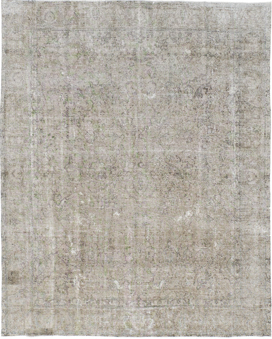 Vintage Distressed Overdye Persian Tabriz