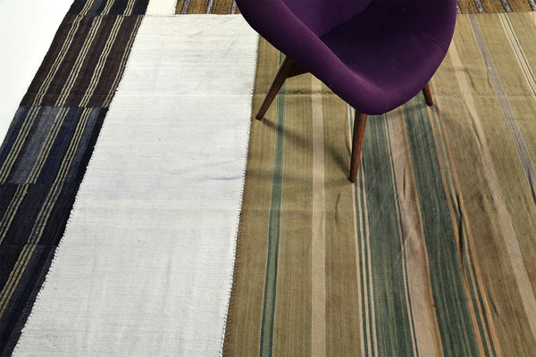 Vintage Persian Ghashghaei Kilim - flat-weave kilim - overhead flat lay view [#1]