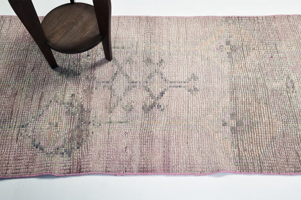 Vintage Turkish Oushak Runner - hand-knotted in Turkey - overhead flat lay view [#2]
